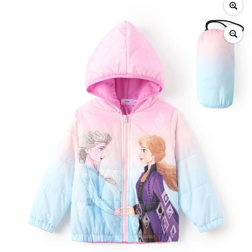 Disney Pink and Blue Frozen Character Jacket Raincoat Girl 2Y- 2T.